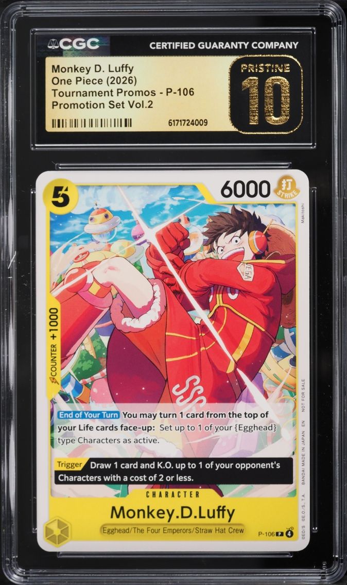 2026 One Piece Tournament Promo Set Volume 2 Monkey D. Luffy #P-106 CGC 10 PRISTINE