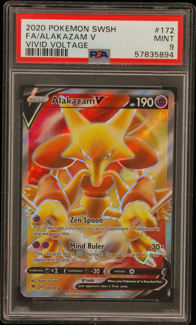 2020 #172 Full Art/Alakazam V PSA 9 Sword & Shield Vivid Voltage