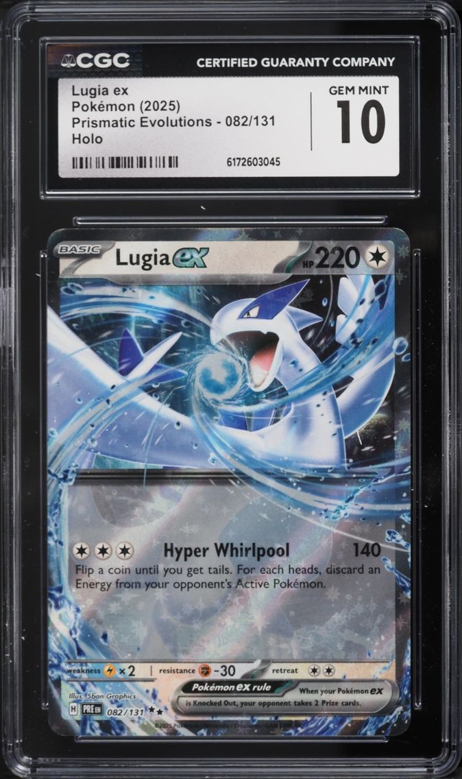 2025 Pokemon Scarlet & Violet Prismatic Evolutions Holo Lugia EX #82 CGC 10 GEM MINT