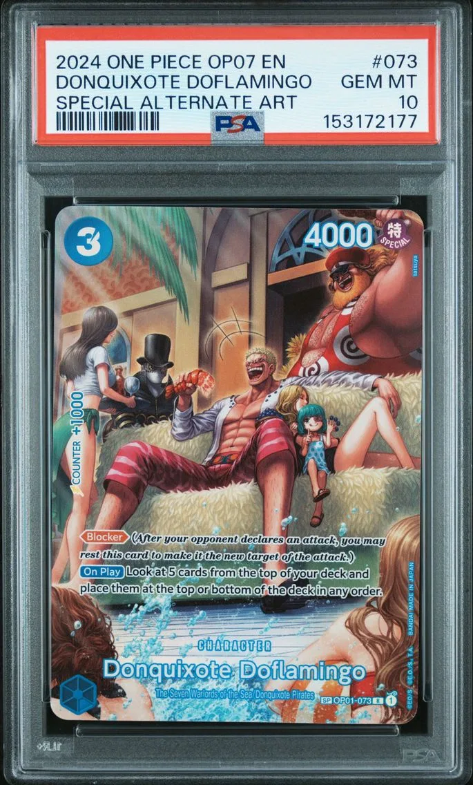 2024 #073 Donquixote Doflamingo PSA 10 One Piece OP07-500 Years in the Future