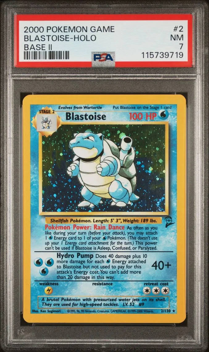 2000 #2 Blastoise-Holo PSA 7 Game Base II Pokemon