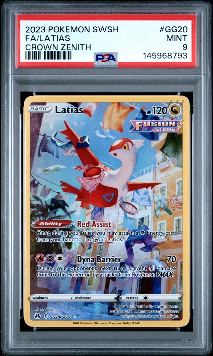 2023 #GG20 Full Art/Latias PSA 9 Sword and Shield Crown Zenith Pokemon