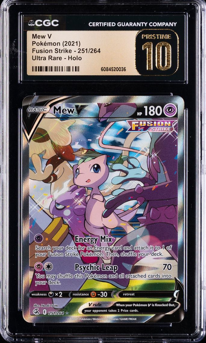 2021 #251 Full Art/Mew V CGC 10 Pristine Sword & Shield Fusion Strike Pokemon