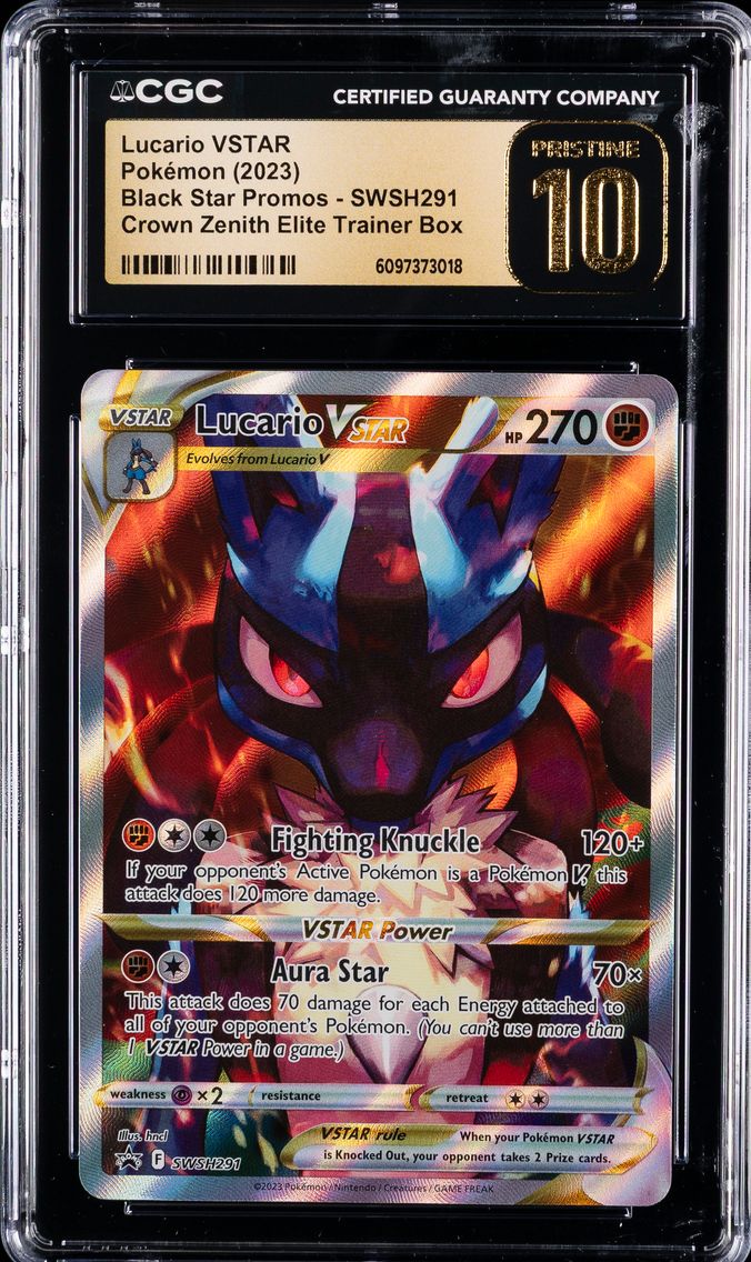 2023 #291 Full Art/Lucario Vstar CGC 10 Pristine Swsh Black Star Promo Pokemon