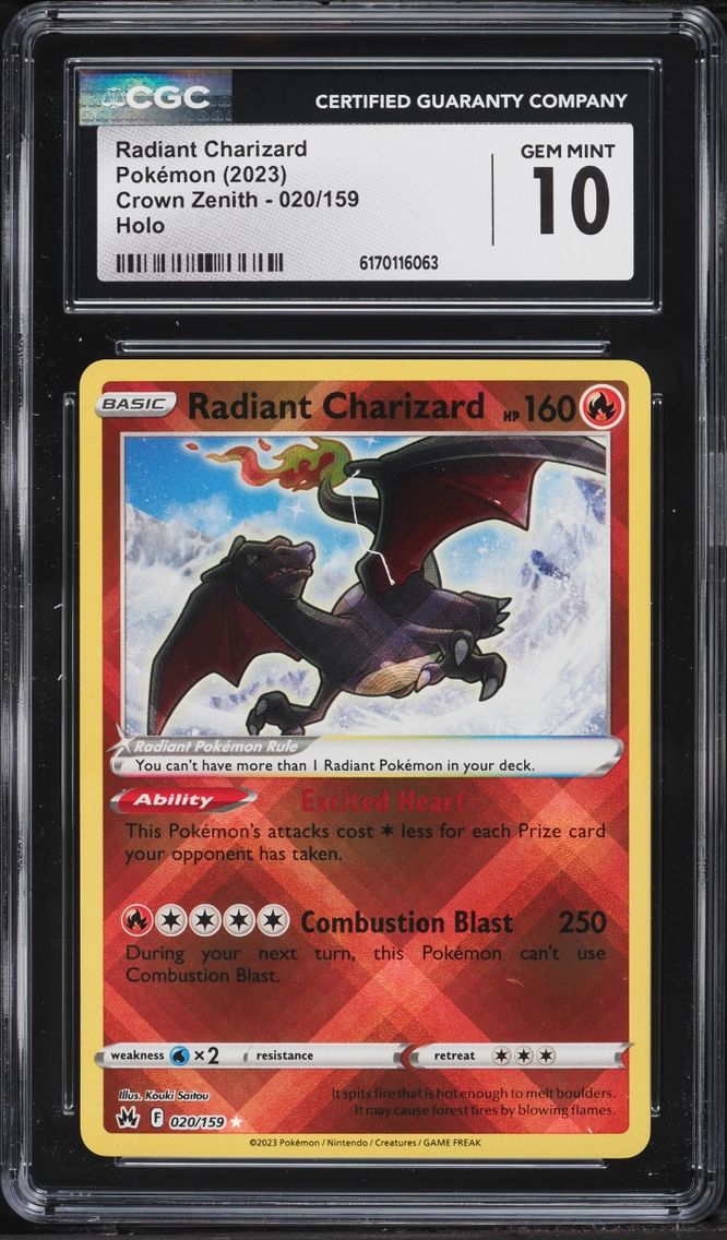 2023 Pokemon Sword & Shield Crown Zenith Holo Radiant Charizard #20 CGC 10 GEM MINT