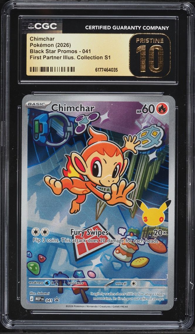 2026 Pokemon Mega Evolution Promo First Partner S1 Full Art Chimchar #41 CGC 10 PRISTINE