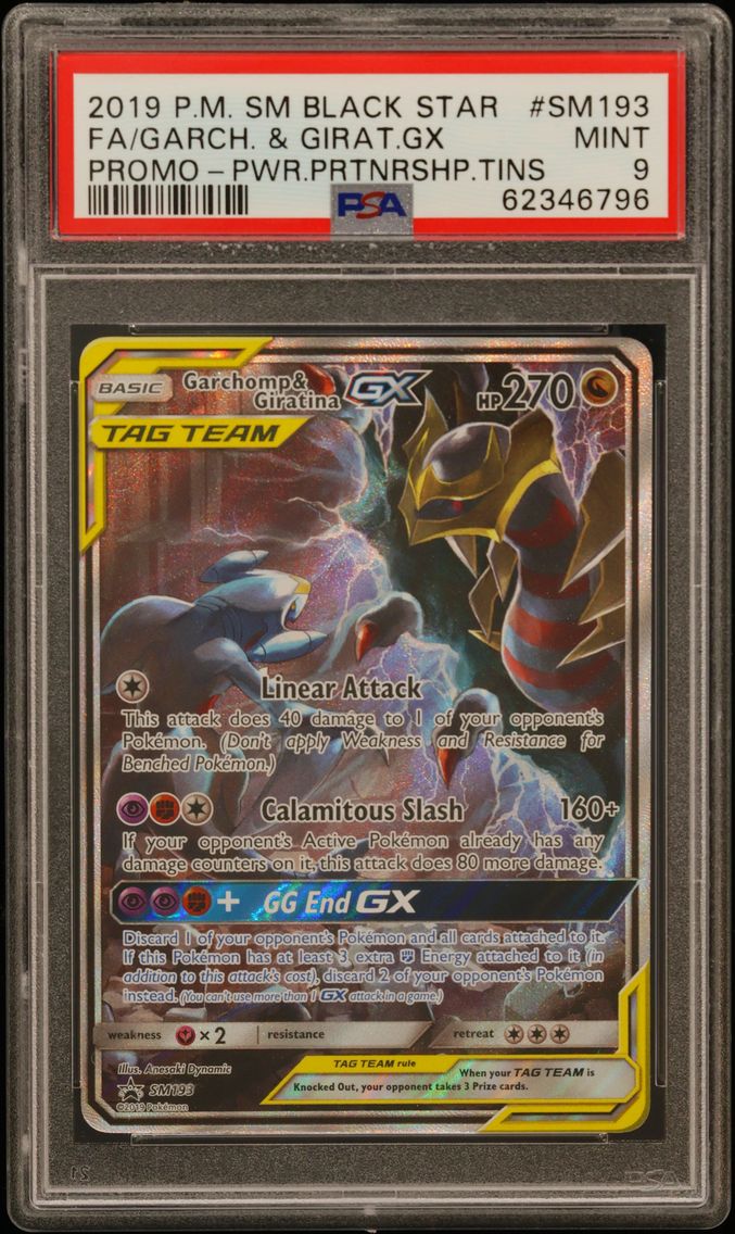 2019 #SM193 Full Art/Garchomp & Giratina GX PSA 9 SM Black Star Promo