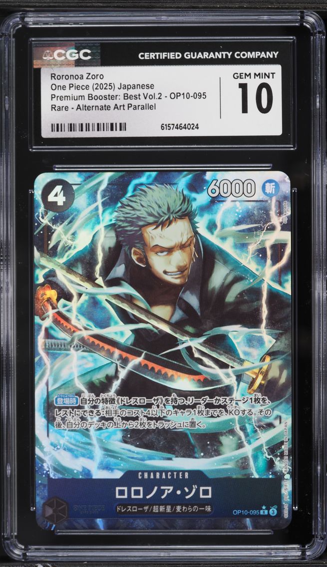 2025 #OP10-095 Alt Art Roronoa Zoro CGC 10 PRISTINE GEM Premium Booster Best Vol.2 One Piece