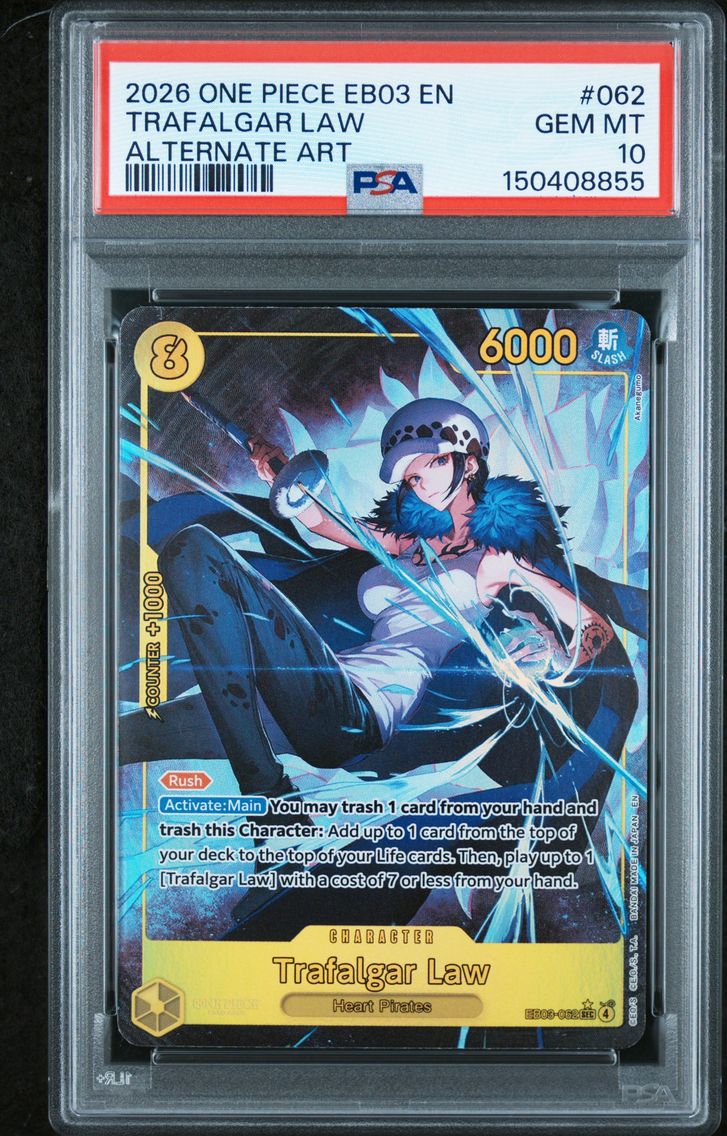 2026 #062 Trafalgar Law PSA 10 One Piece EB03-Extra Booster -One Piece Heroines Edition-