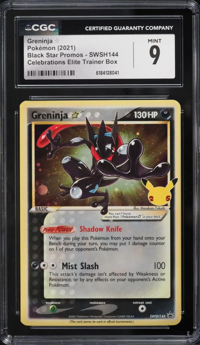 2021 #SWSH144 Greninja � CGC 9 Pokemon Sword & Shield Promo Celebrations ETB Greninja Gold Star