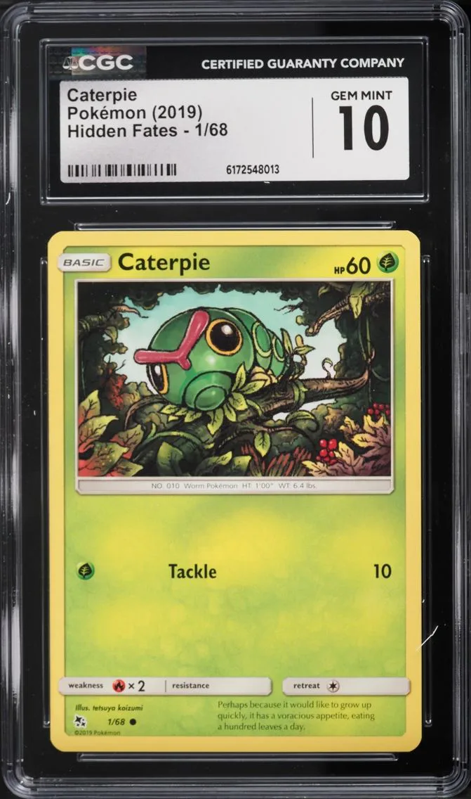 2019 Pokemon Sun & Moon Hidden Fates Caterpie #1 CGC 10 GEM MINT