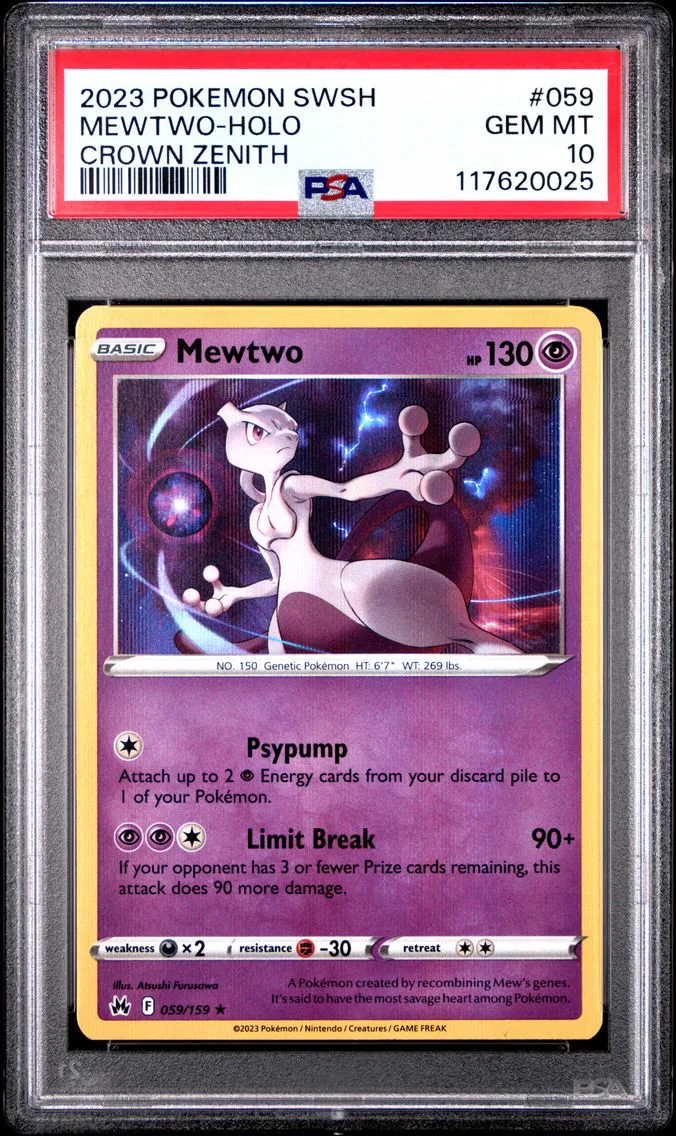 2023 #059 Mewtwo-Holo PSA 10 Sword and Shield Crown Zenith Pokemon