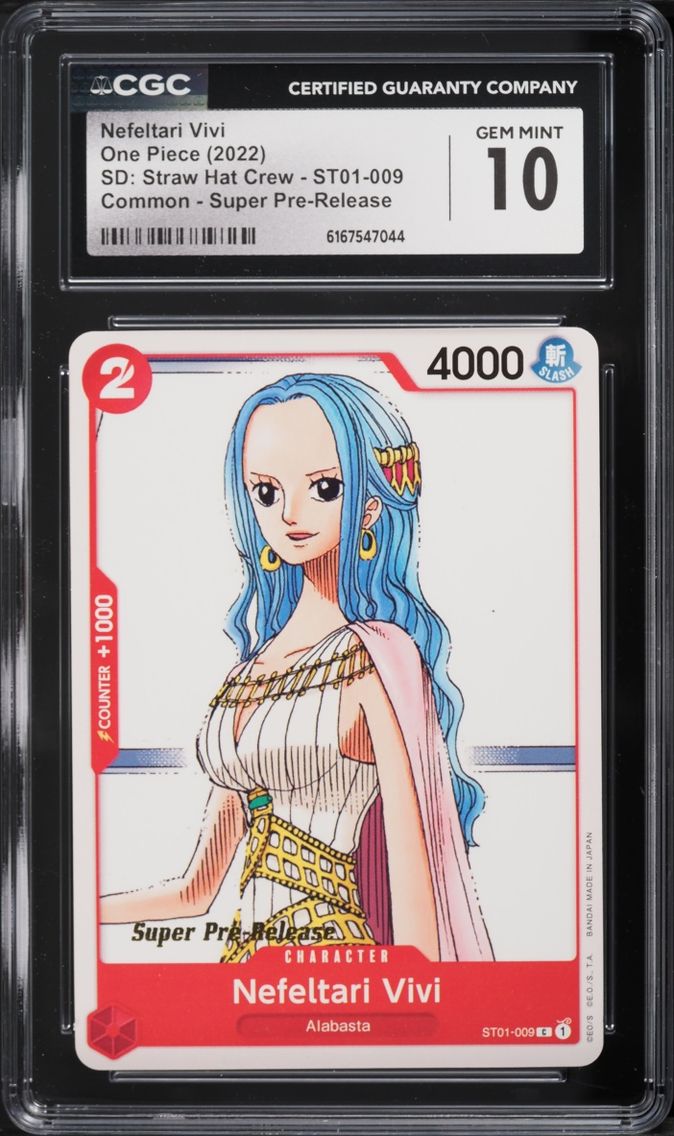 2022 One Piece Starter Deck Straw Hat Crew Super Pre-Release Nefeltari Vivi #ST01-009 CGC 10