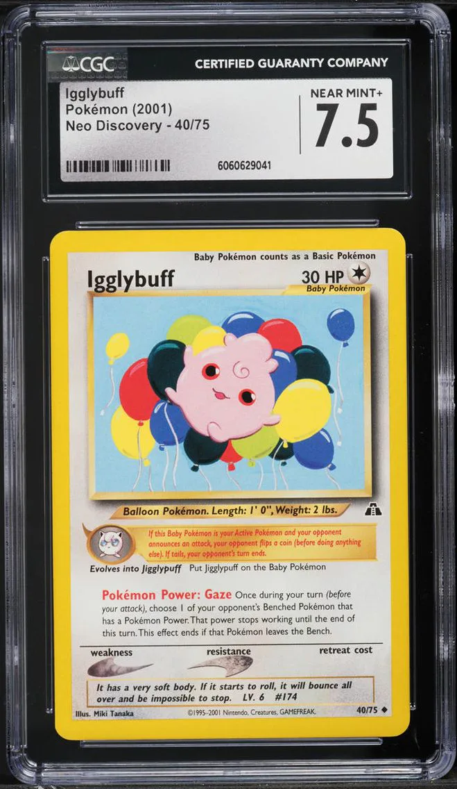 2001 Pokemon Neo Discovery Igglybuff #40 CGC 7.5 NRMT+