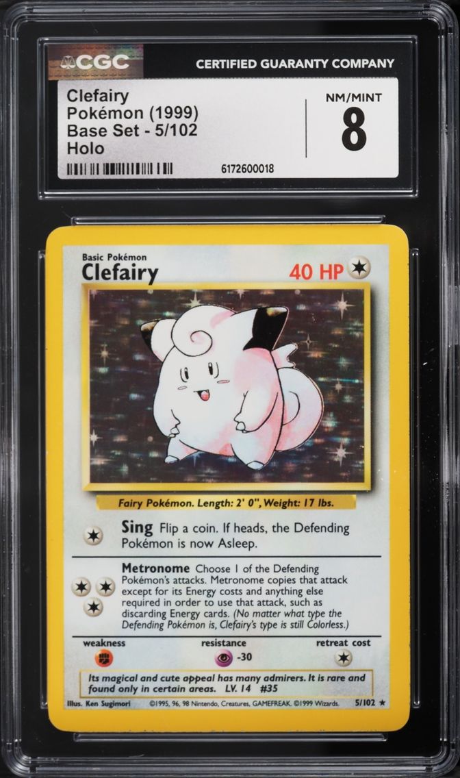 1999 Pokemon Base Set Holo Clefairy #5 CGC 8 NM-MT