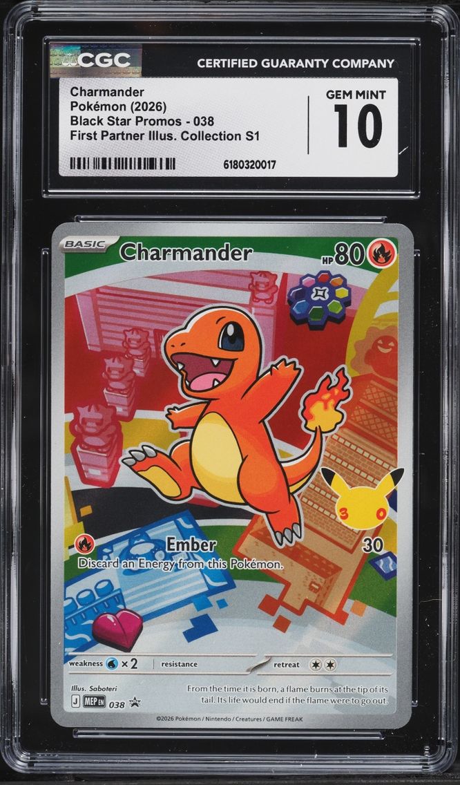 2026 Pokemon Mega Promo First Partner Illustration S1 Full Art Charmander #38 CGC 10 GEM MINT