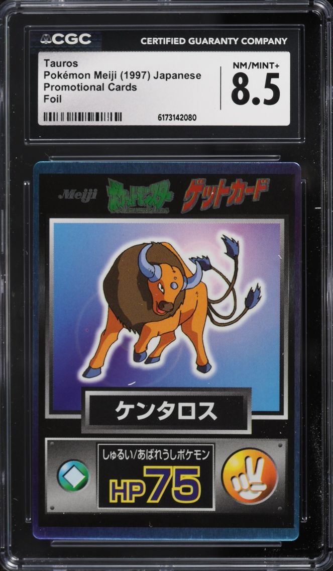 1997 Pokemon Japanese Meiji Promo Foil Tauros CGC 8.5 NM-MT+