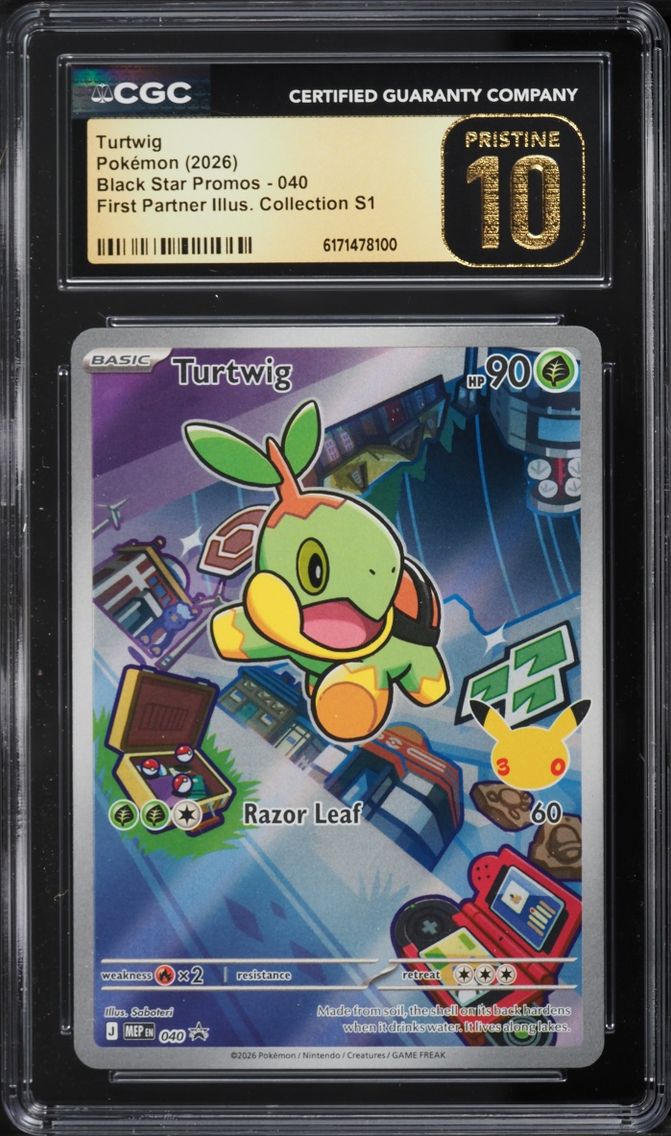 2026 Pokemon Mega Promo First Partner Illustration S1 Full Art Turtwig #40 CGC 10 PRISTINE