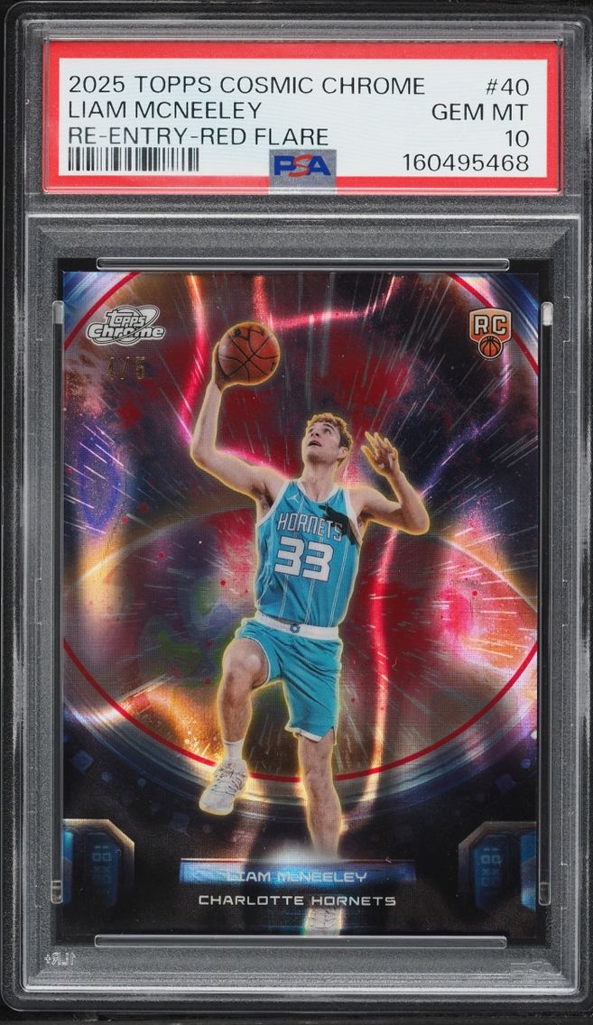 2025 Topps Chrome Cosmic Re-Entry Red Flare Liam McNeeley ROOKIE /5 #REE-40 PSA 10 GEM MINT