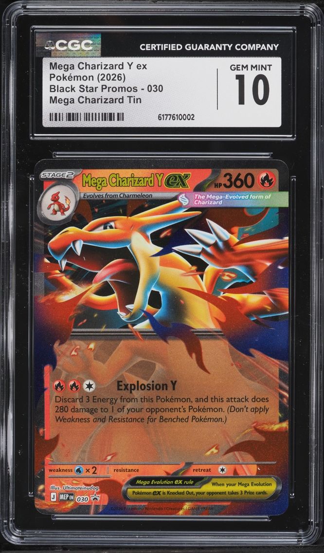 2026 Pokemon Mega Evolution Black Star Promo Tin Mega Charizard Y ex #30 CGC 10 GEM MINT