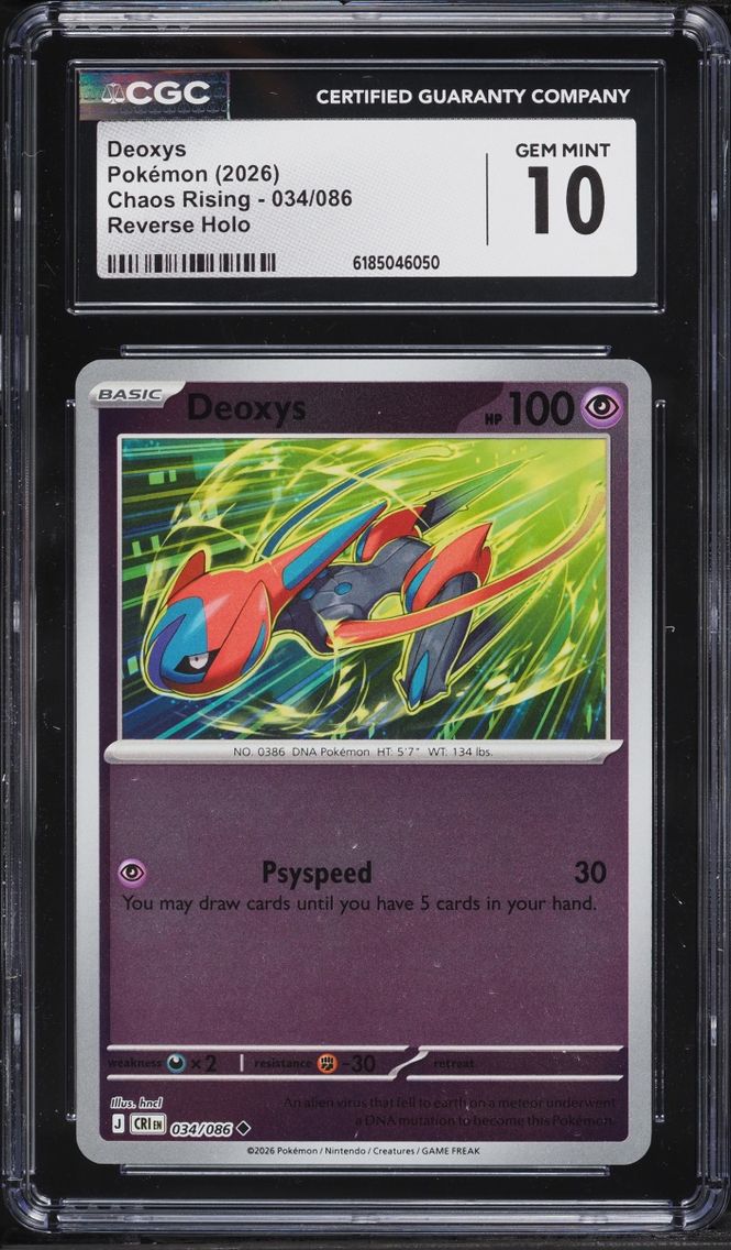 2026 #34 Deoxys CGC 10 Pokemon Mega Evolution Chaos Rising Reverse Holo