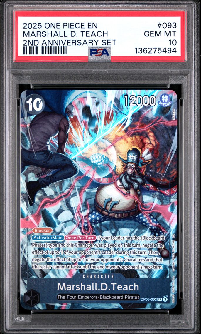 2025 #093 Marshall D. Teach PSA 10 One Piece English Version 2nd Anniversary Set