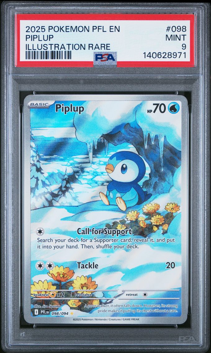 2025 #098 Piplup PSA 9 Pfl EN-Phantasmal Flames Pokemon