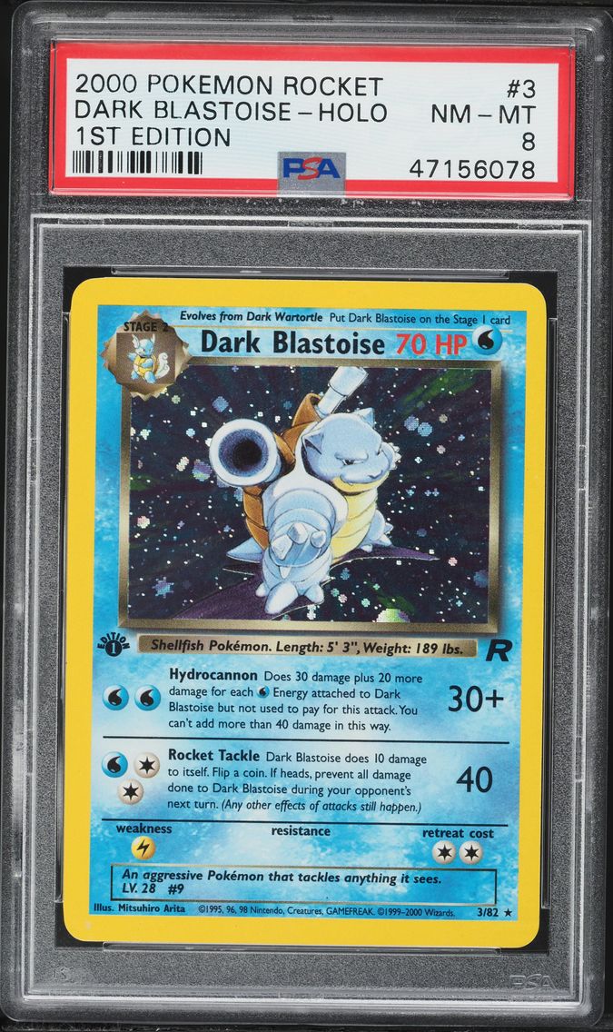 2000 #3 Dark Blastoise-Holo 1st Edition PSA 8 Rocket Pokemon