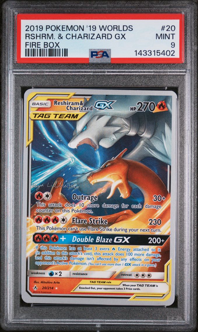 2019 #20 Reshiram & Charizard GX PSA 9 2019 World Championships Deck: Fire Box Pokemon