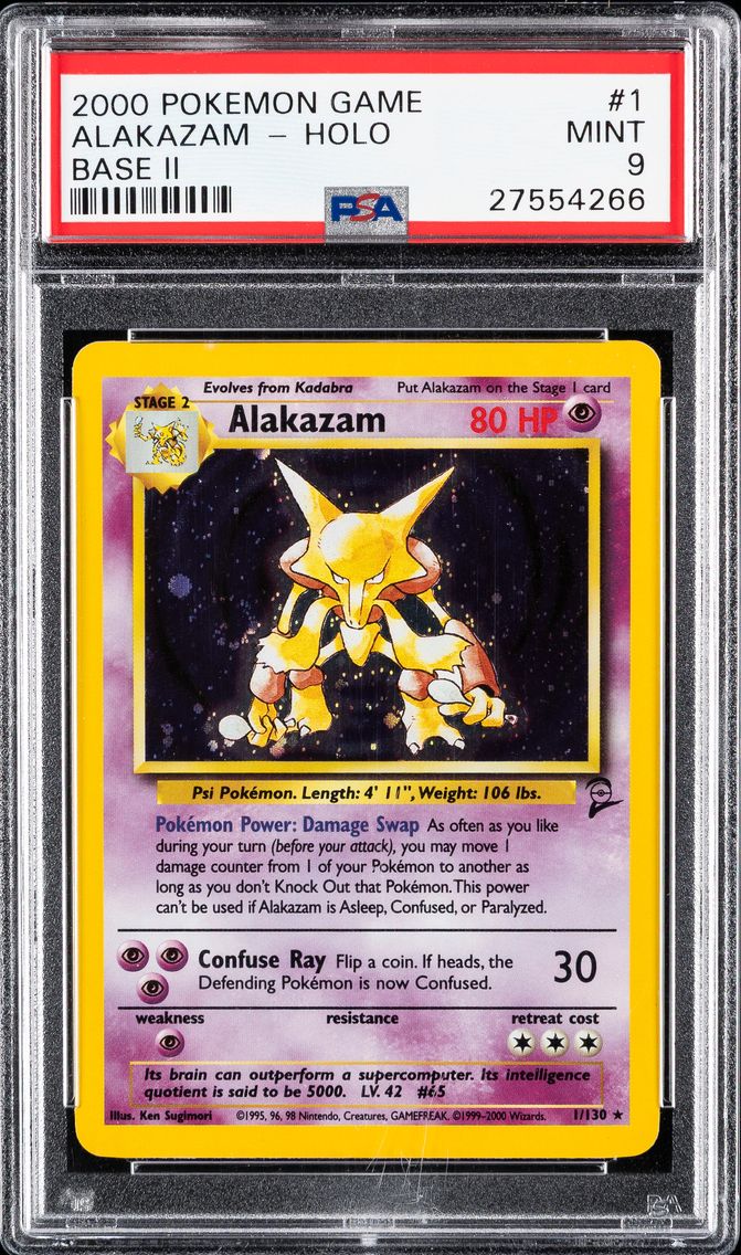2000 #1 Alakazam-Holo PSA 9 Game Base II Pokemon