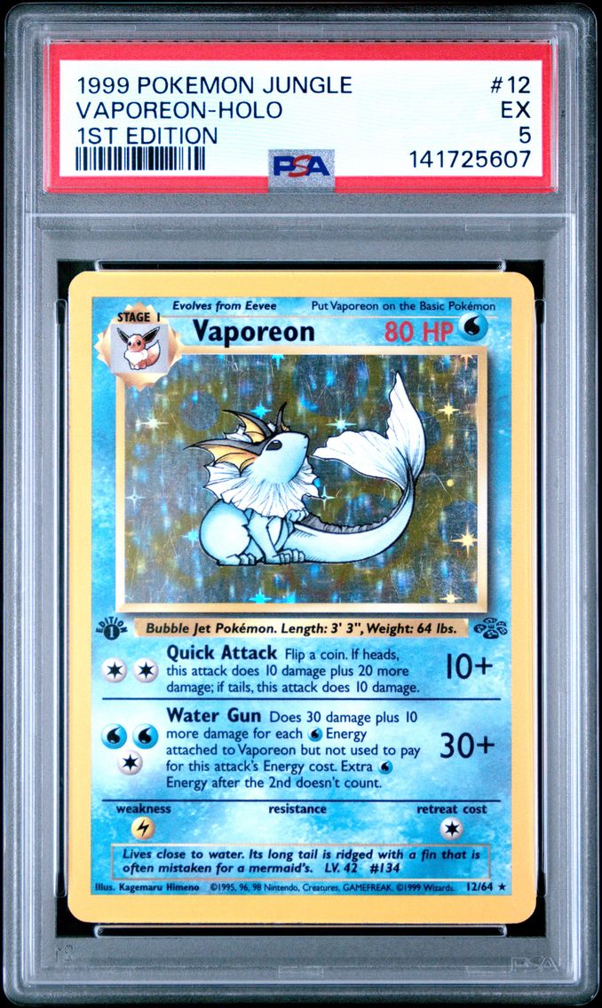 1999 #12 Vaporeon-Holo 1st Edition PSA 5 Jungle Pokemon