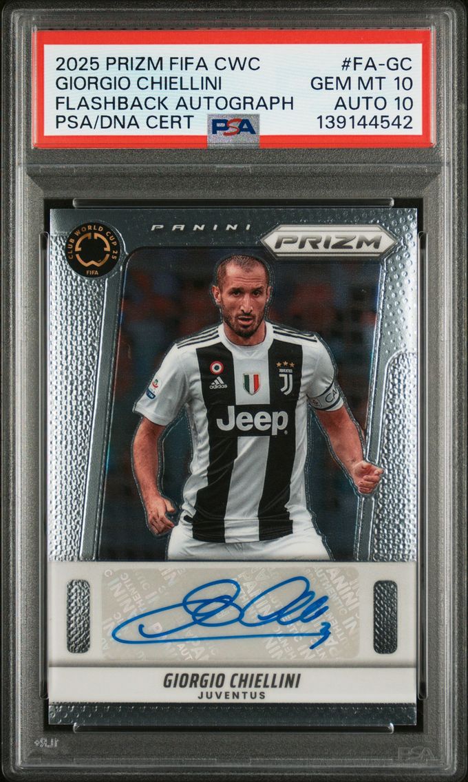 2025 #FA-GC Giorgio Chiellini PSA 10 Base Panini Prizm FIFA Club World Cup Flashback Autographs Soccer