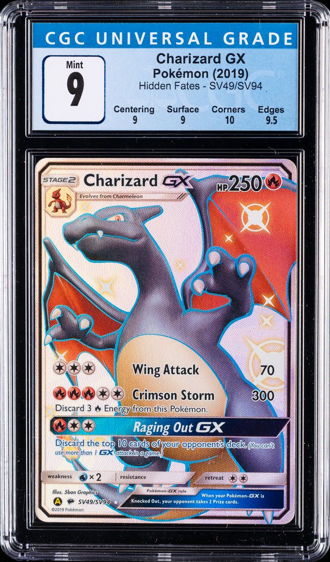 2019 #SV49 Full Art/Charizard GX CGC 9 Sun & Moon Hidden Fates Pokemon