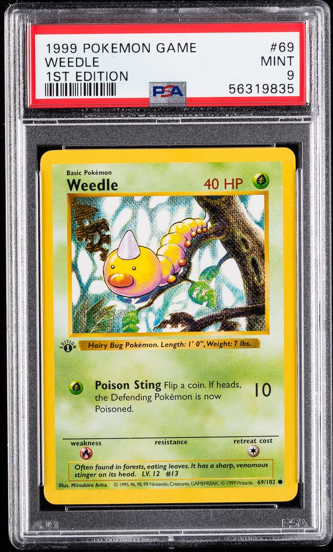 1999 #69 Weedle 1st Edition PSA 9 Game Pokemon