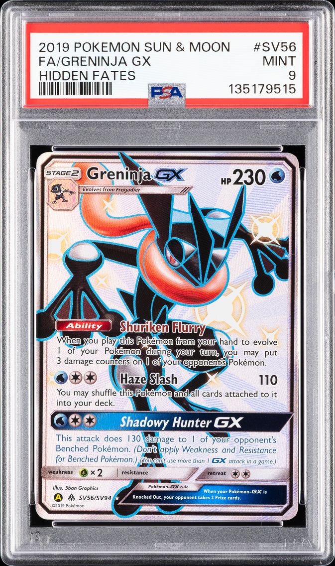 2019 #SV56 Full Art/Greninja GX PSA 9 Sun & Moon Hidden Fates Pokemon