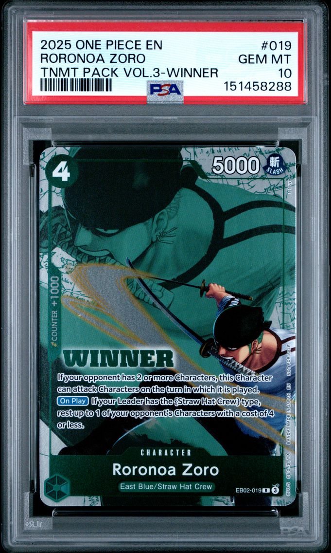 2025 #019 Roronoa Zoro PSA 10 One Piece Tournament Pack Vol.3
