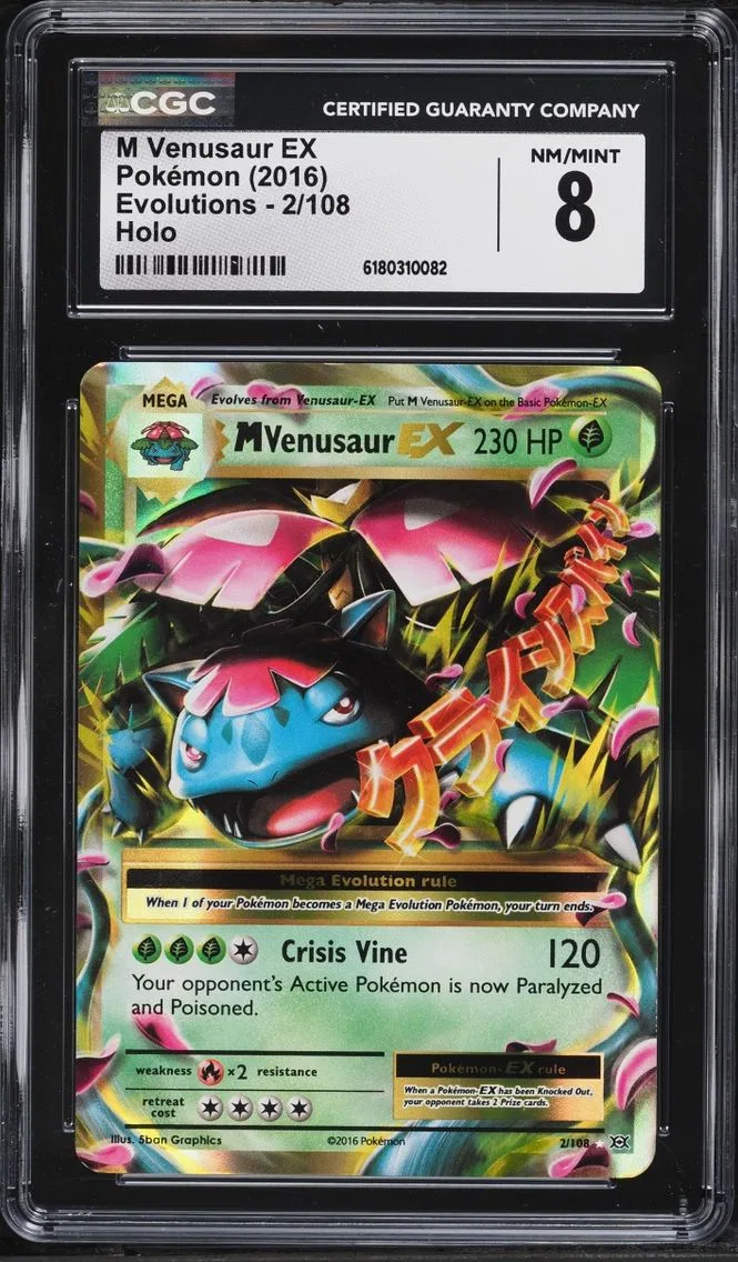 2016 Pokemon XY Evolutions Holo M Venusaur EX #2 CGC 8 NM-MT