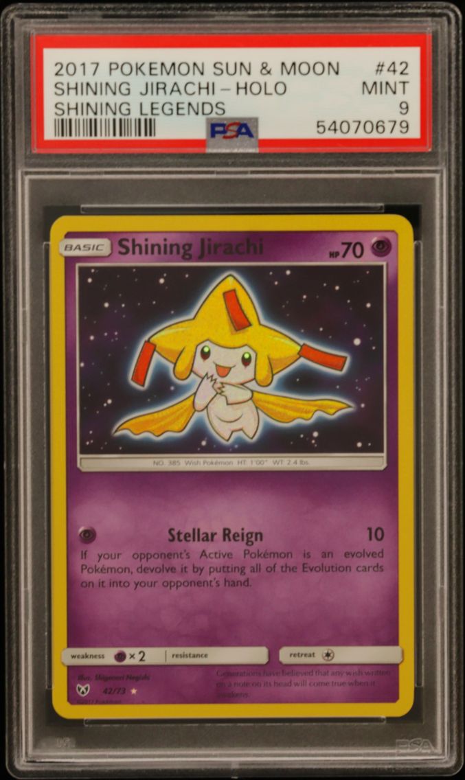 2017 #42 Shining Jirachi-Holo PSA 9 Sun & Moon Shining Legends