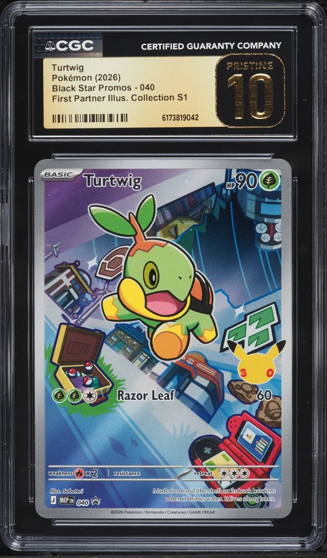 2026 Pokemon Mega Promo First Partner Illustration S1 Full Art Turtwig #40 CGC 10 PRISTINE