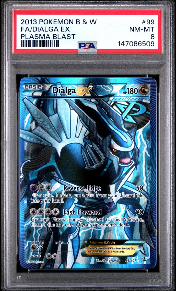 2013 #99 Full Art/Dialga EX PSA 8 Black & White Plasma Blast Pokemon