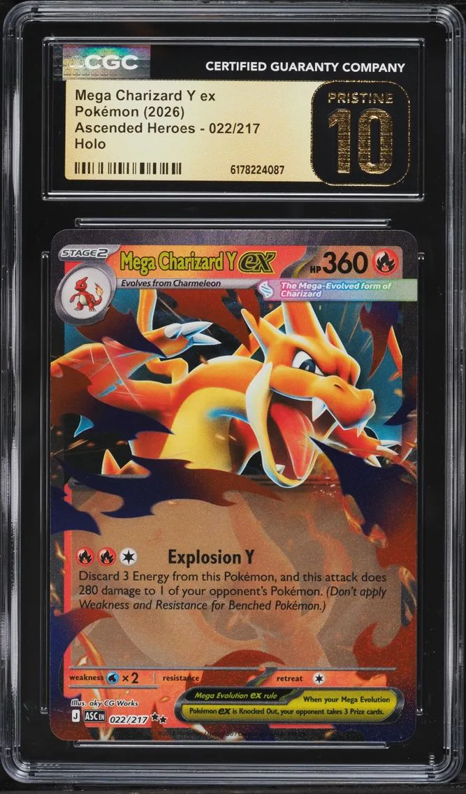 2026 Pokemon Mega Evolution Ascended Heroes Holo Mega Charizard Y Ex #22 CGC 10 PRISTINE
