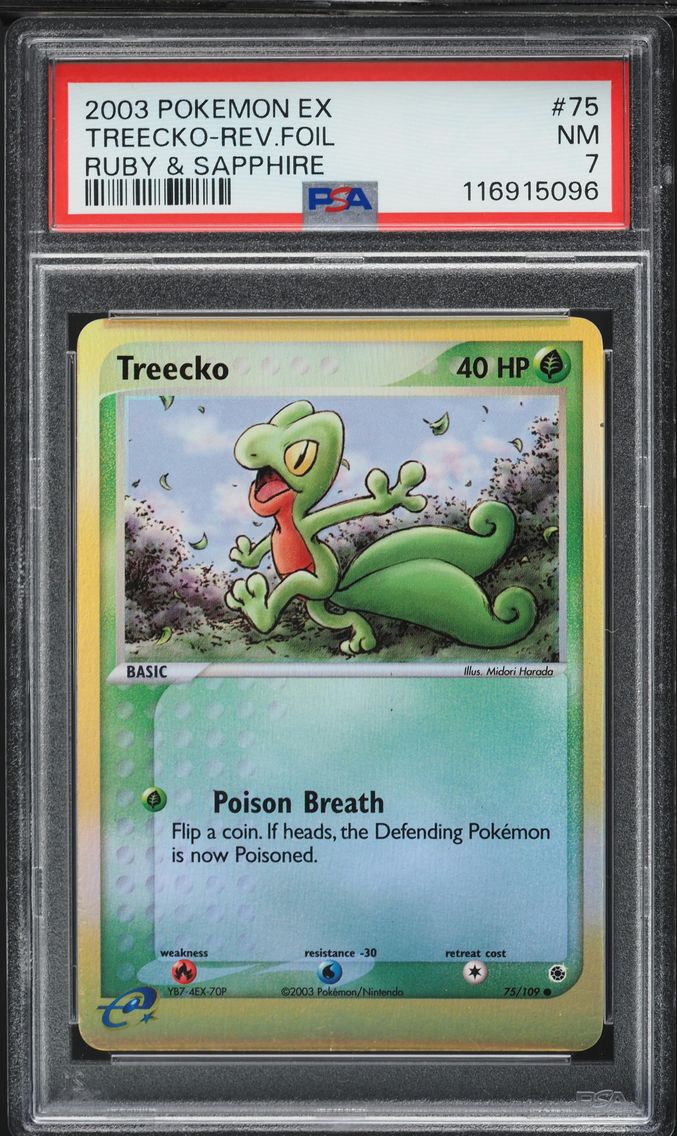 2003 #75 Treecko-Reverse Foil PSA 7 EX Ruby & Sapphire Pokemon