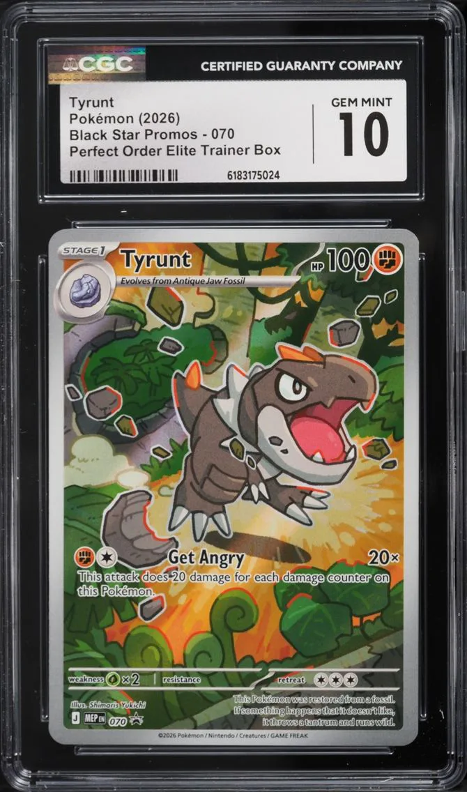 2026 #70 Tyrunt CGC 10 Pokemon Mega Evolution Promo Perfect Order ETB Full Art