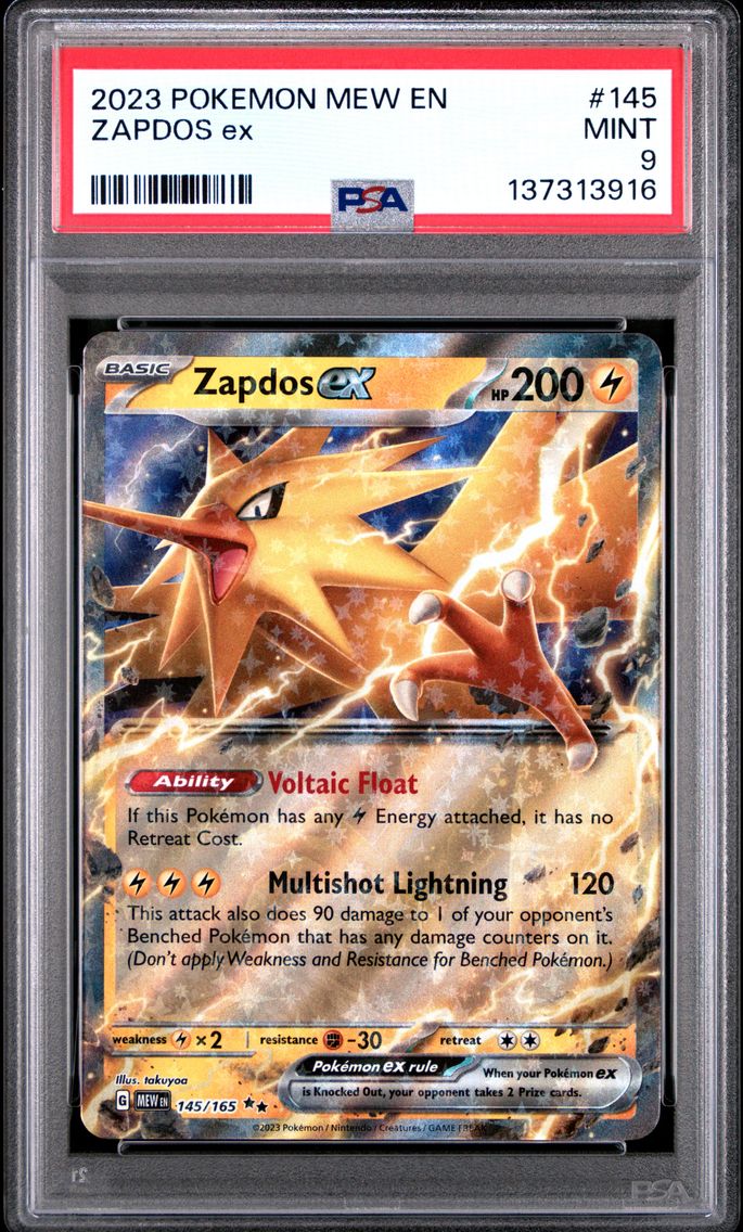 2023 #145 Zapdos EX PSA 9 Mew EN-151 Pokemon