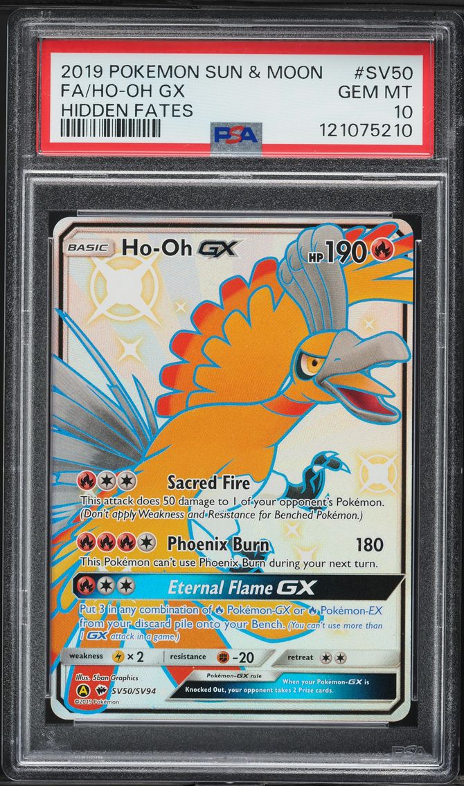2019 #SV50 Full Art/HO-Oh GX PSA 10 Sun & Moon Hidden Fates Pokemon