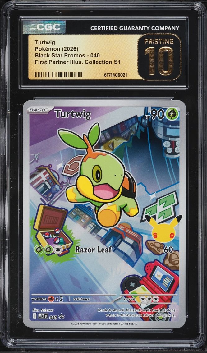 2026 Pokemon Mega Promo First Partner Illustration S1 Full Art Turtwig #40 CGC 10 PRISTINE