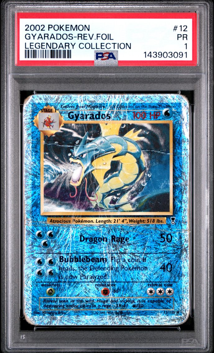 2002 #12 Gyarados-Reverse Foil PSA 1 Legendary Collection
