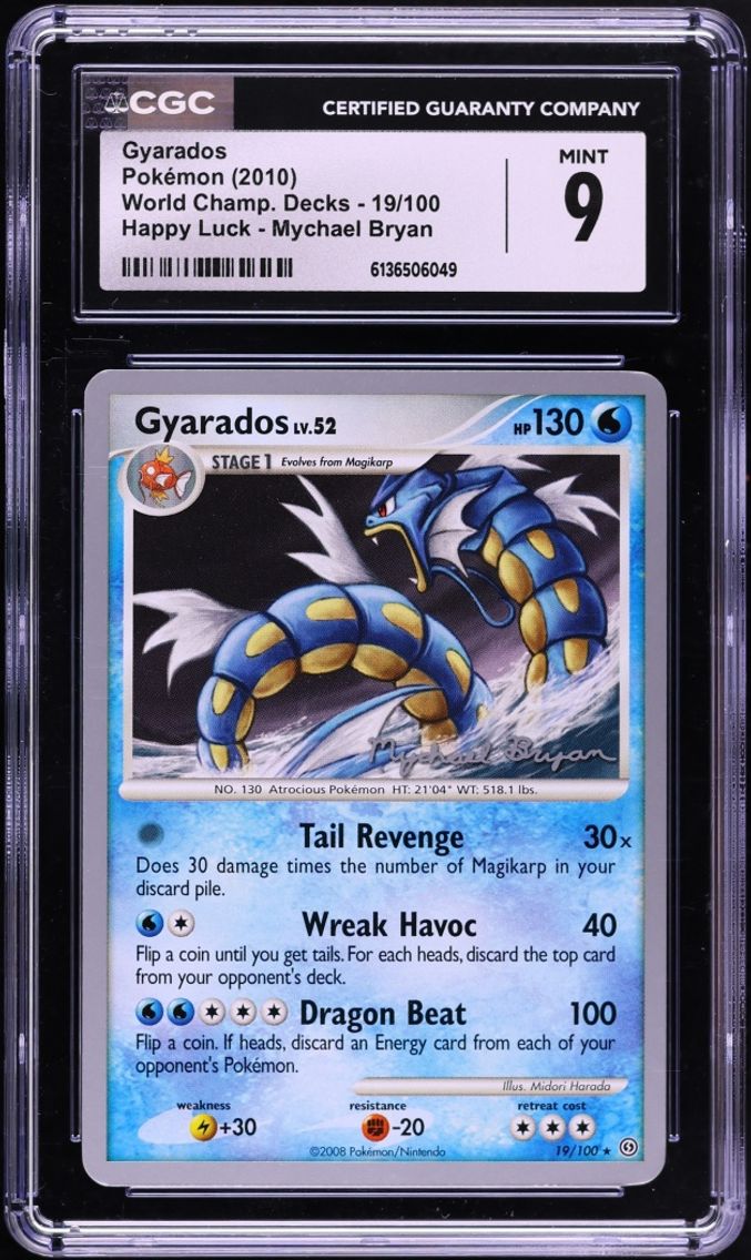 2010 Pokemon DP World Champ. Deck Happy Luck Mychael Bryan Gyarados #19 CGC 9 MINT