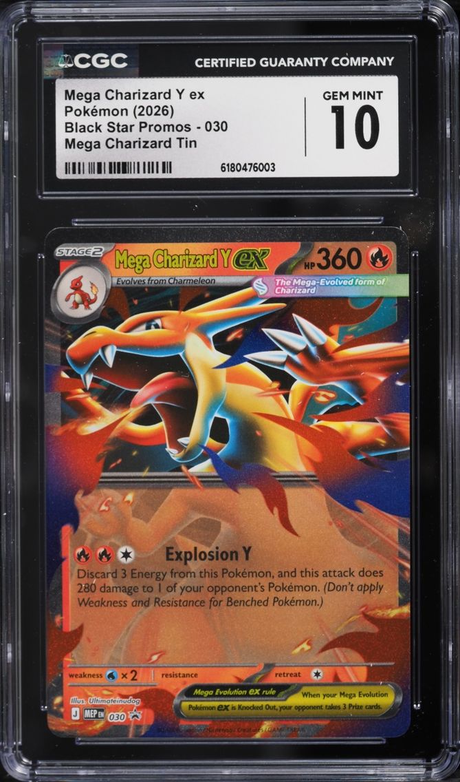 2026 Pokemon Mega Evolution Black Star Promo Tin Mega Charizard Y EX #30 CGC 10 GEM MINT
