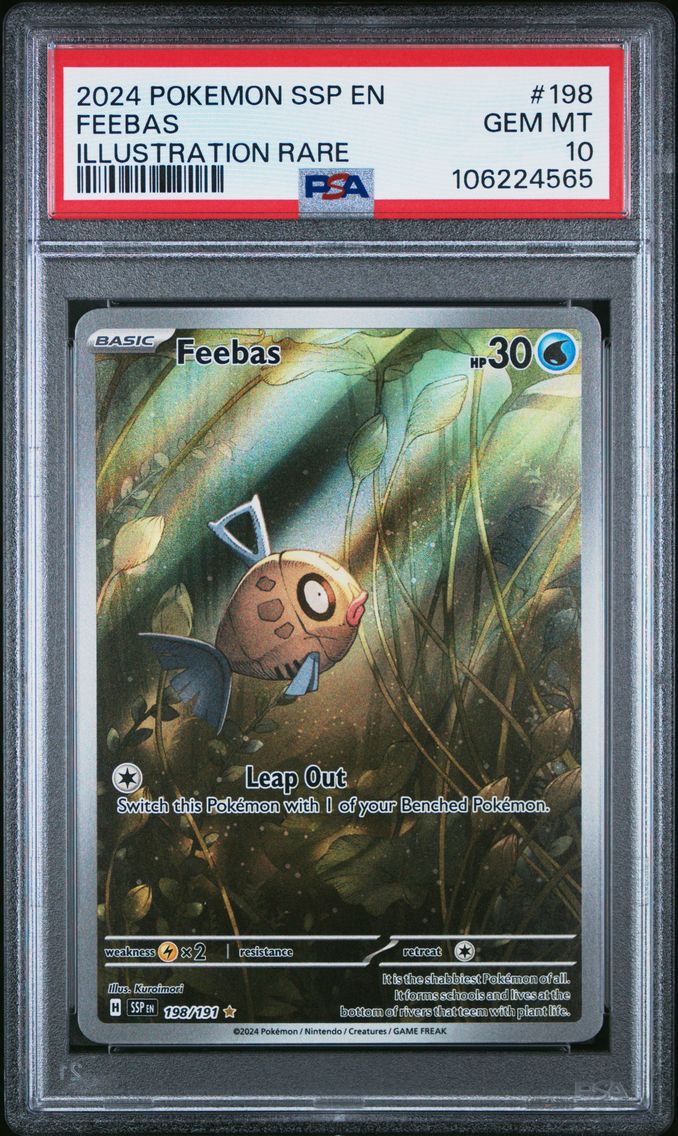 2024 #198 FEEBAS PSA 10 POKEMON SSP EN-SURGING SPARKS | ILLUSTRATION RARE